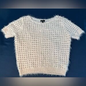 I JEANS by BUFFALO Cream Colored Crochet Fuzzy SOFT Short Sleeve Sweater Size XL